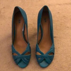 Aqua Peep Toe Heels
